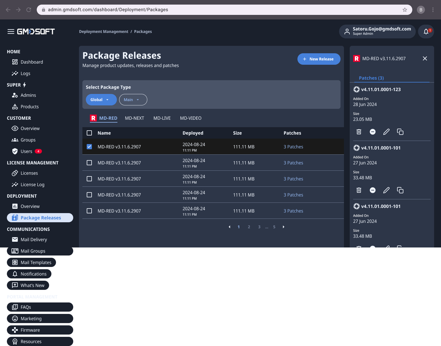 Packages — Side Panel