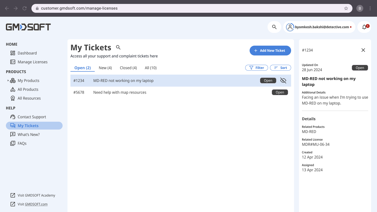 Support — My Tickets