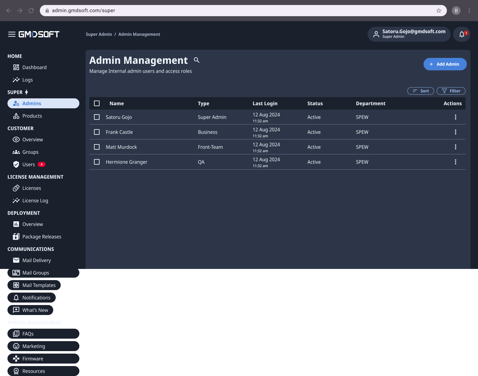 Super Admin — Users