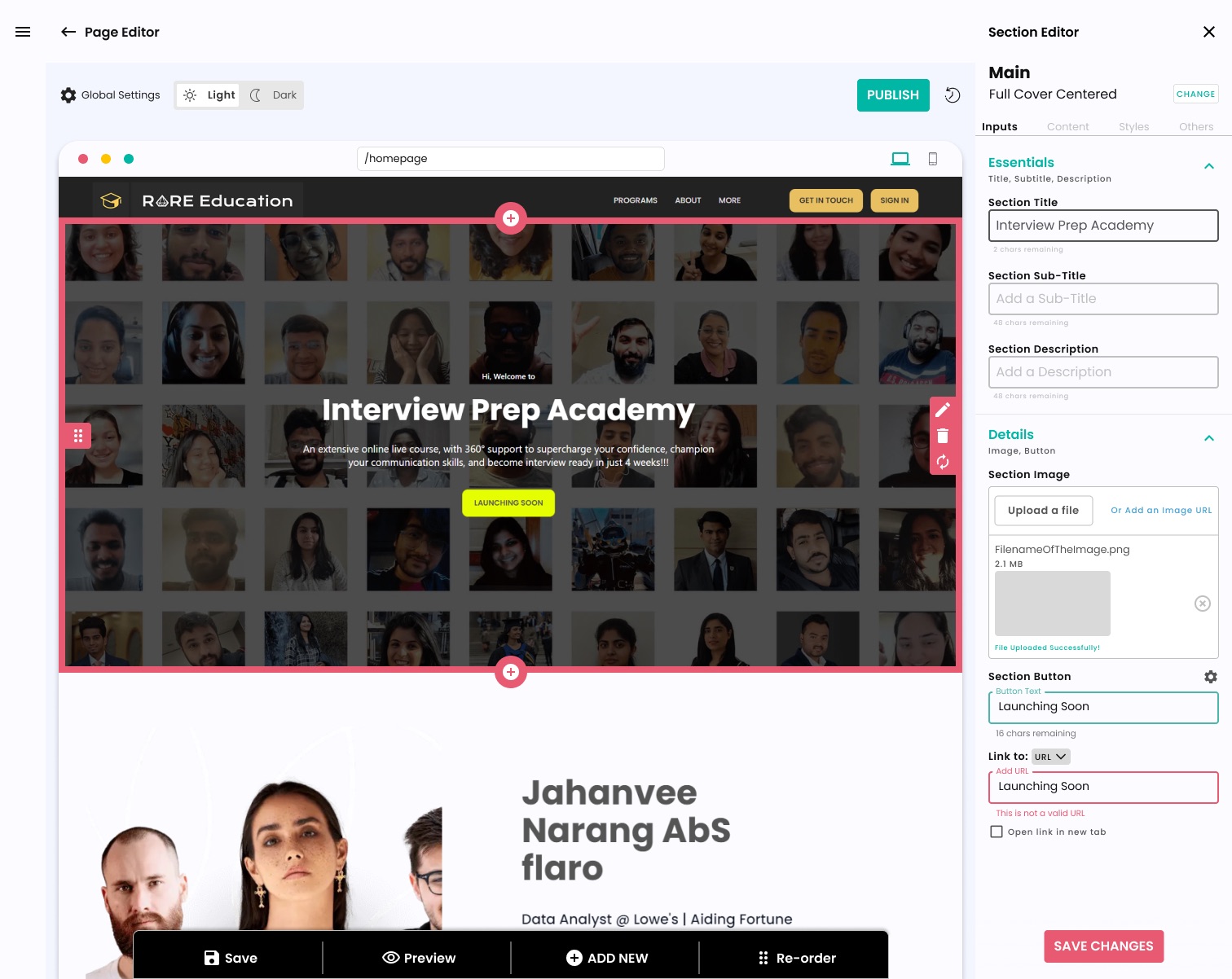 Main Section - Editor