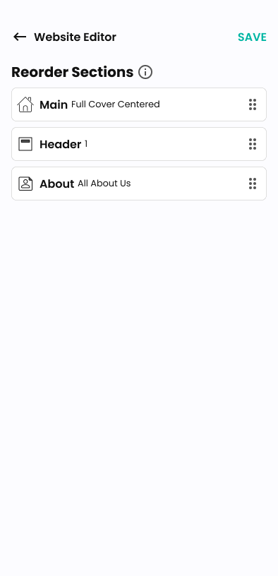 Mobile — Reorder Sections