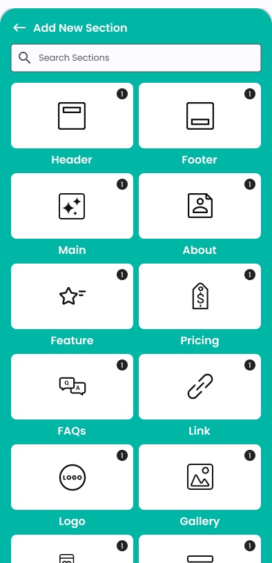 Mobile — Add New Section
