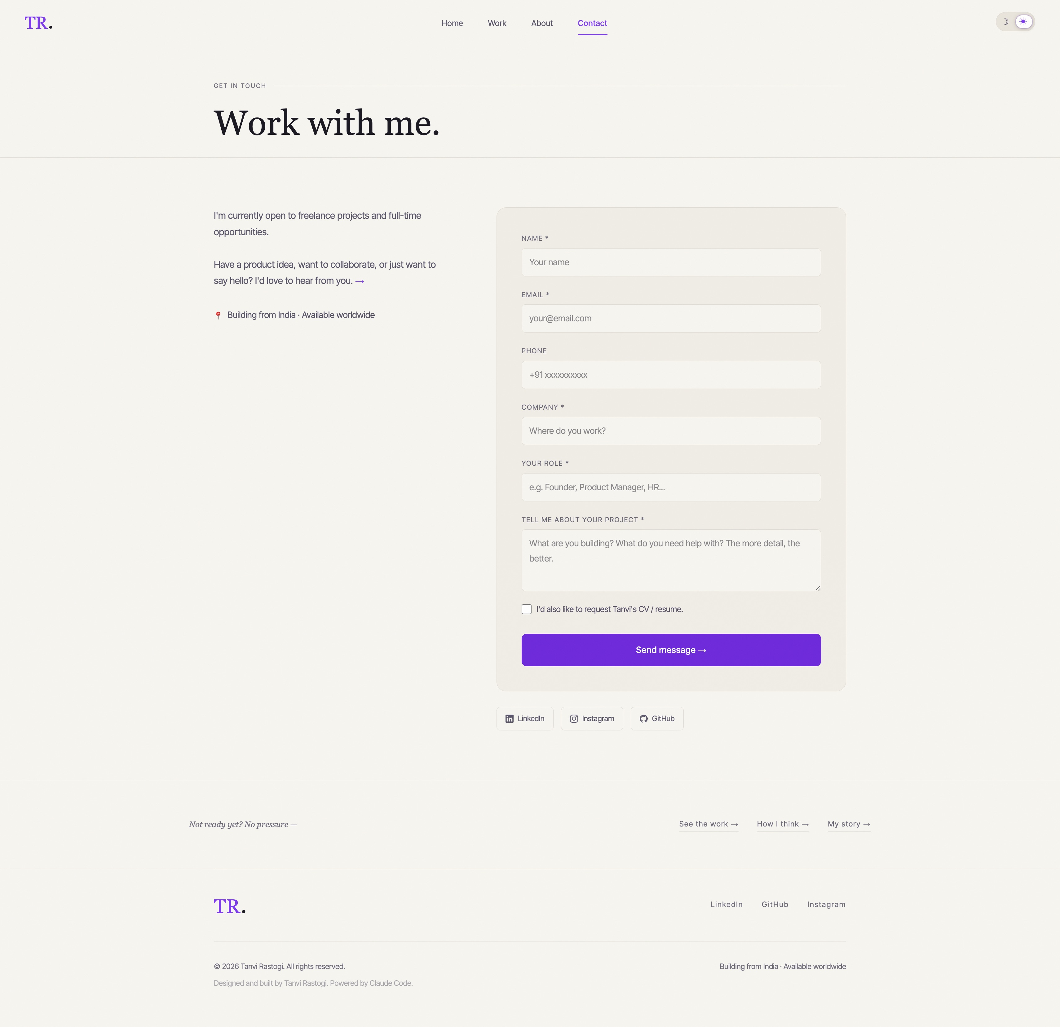 Contact — Light mode