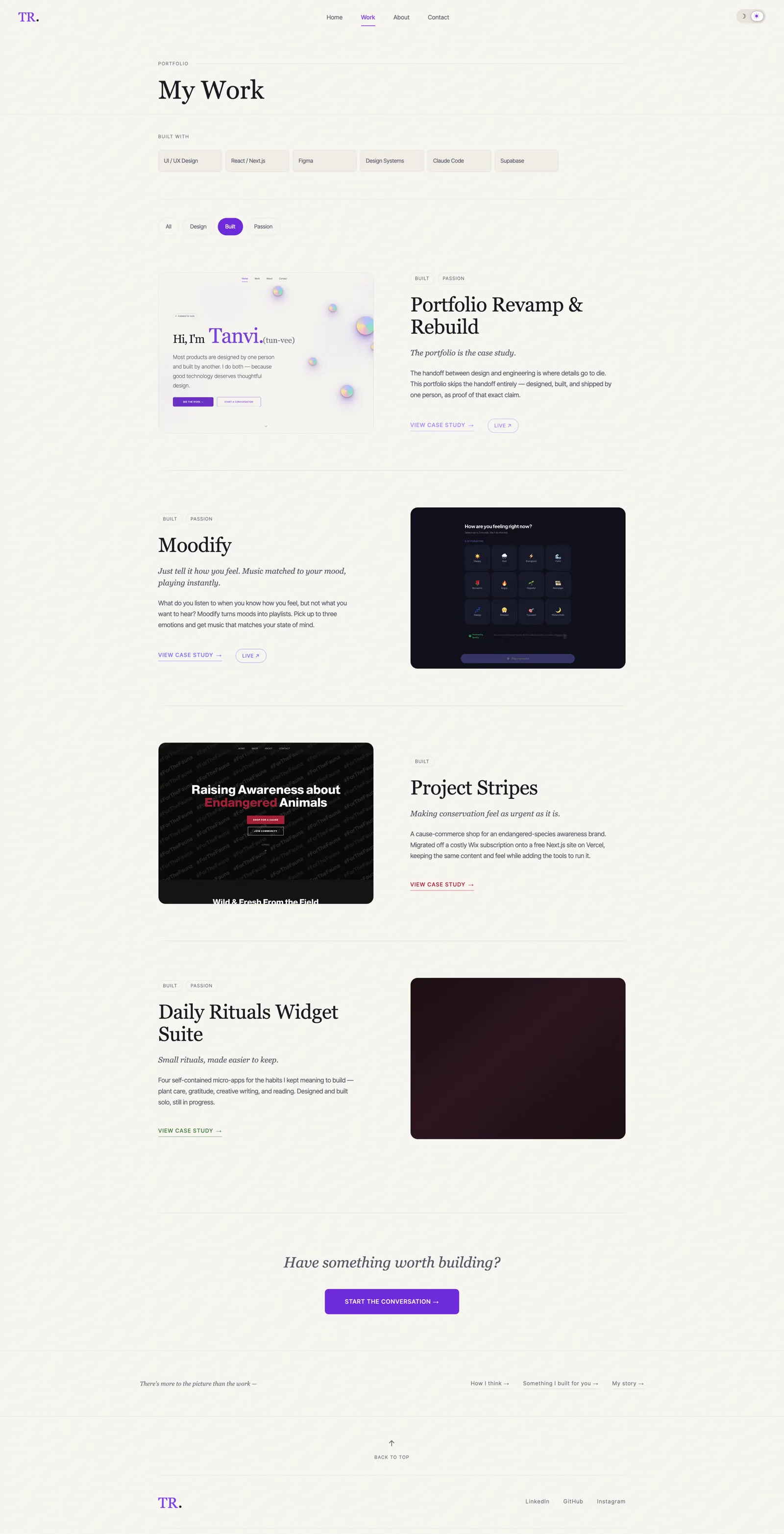 Work Page — Built Filter — Light mode