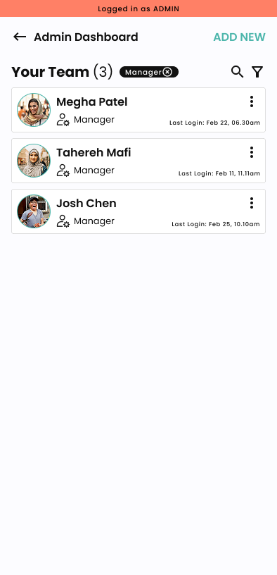 Mobile — Filter by Manager