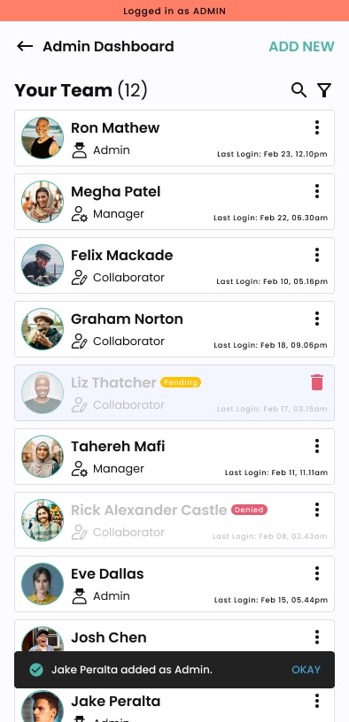 Mobile — Confirmation Toast